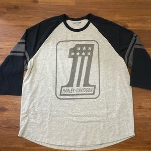 Harley-Davidson Men's #1 3/4 Raglan Tee - Colorblock - Grey Heather XXL